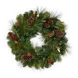 Mixed greenery wreath lit