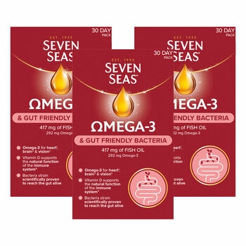 Seven Seas Omega 3 and Gut Friendly Bacteria, 3 x 30 Count