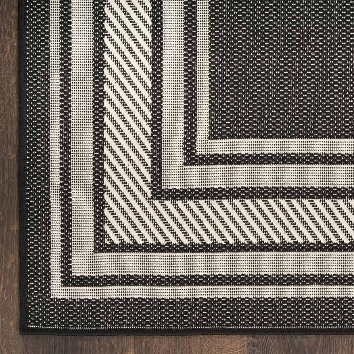Nourison Horizon Border Indoor / Outdoor Rug in 2 Sizes, Black