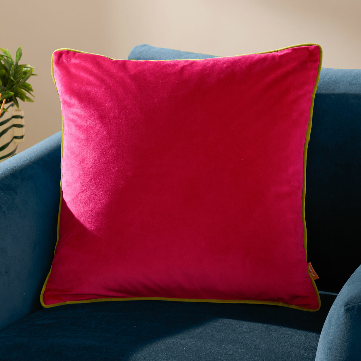 Furn Meridian Pink Velvet Feather Fill Cushion, 45 x 45 cm