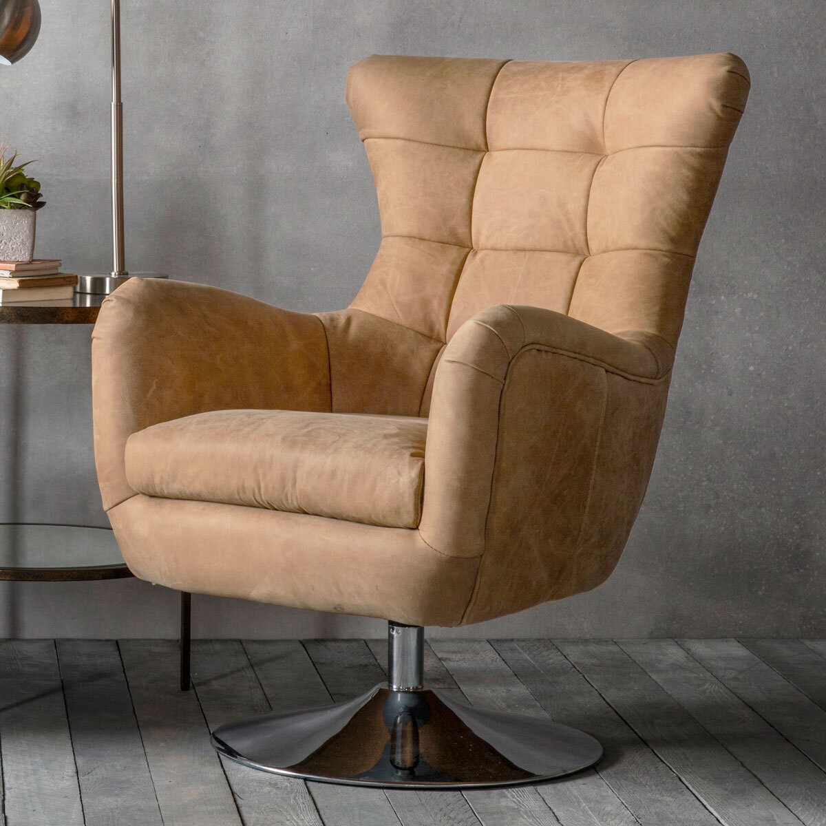 Gallery Newport Top Grain Leather, Leather Swivel Chair Living Room