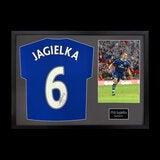 Phil Jagielka Signed Framed Everton Football Shirt including 1 Photo in Black Phil Jagielka Signed Framed Everton Football Shirt including 1 Photo in Black