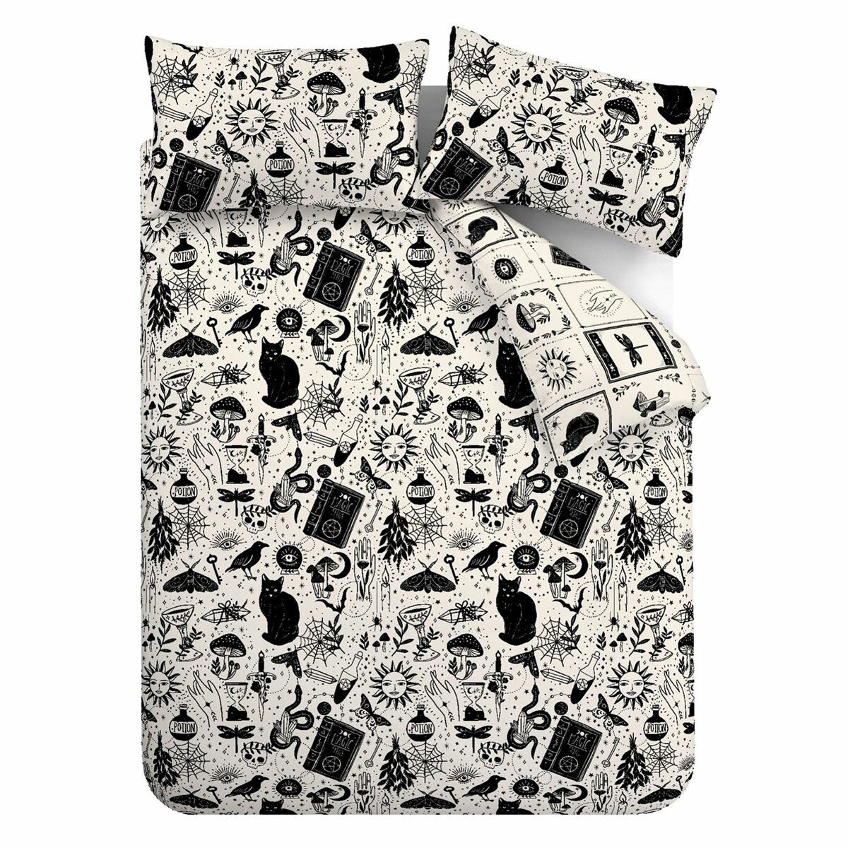 Catherine Lansfield Black Enchanted Witchcraft Single Duvet Cover Set