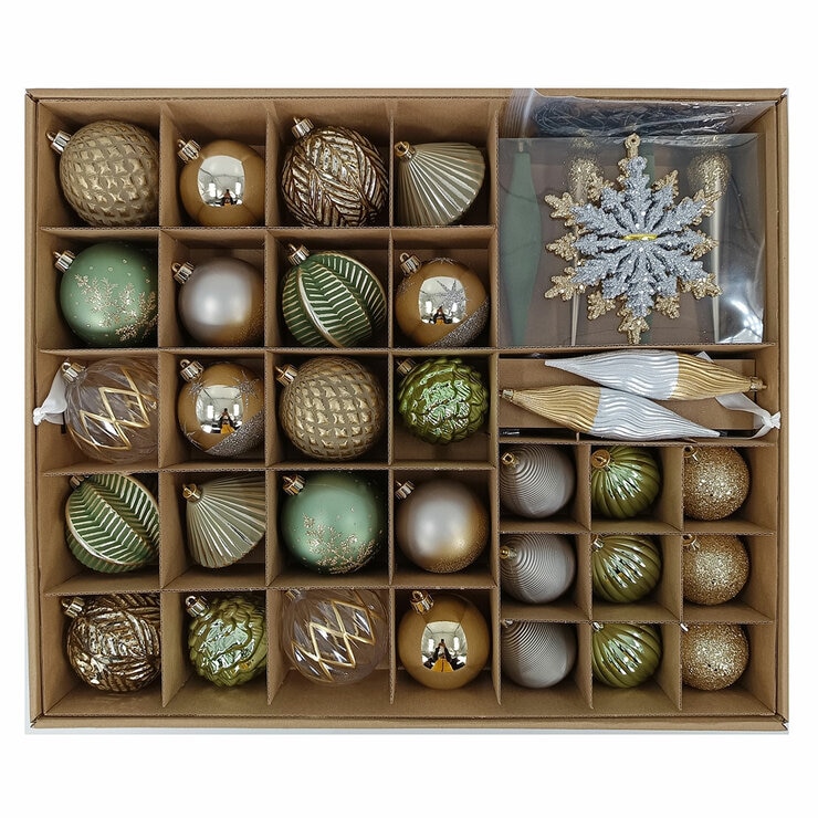 Shatter Resistant Christmas Ornaments Gold/Green - 80 pack Shatter Resistant Christmas Ornaments Gold/Green - 80 pack