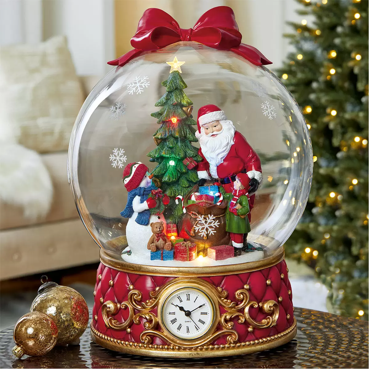Buy Santa & Snowman Snowglobe with Clock Lifestyle Image at Costco.co.uk