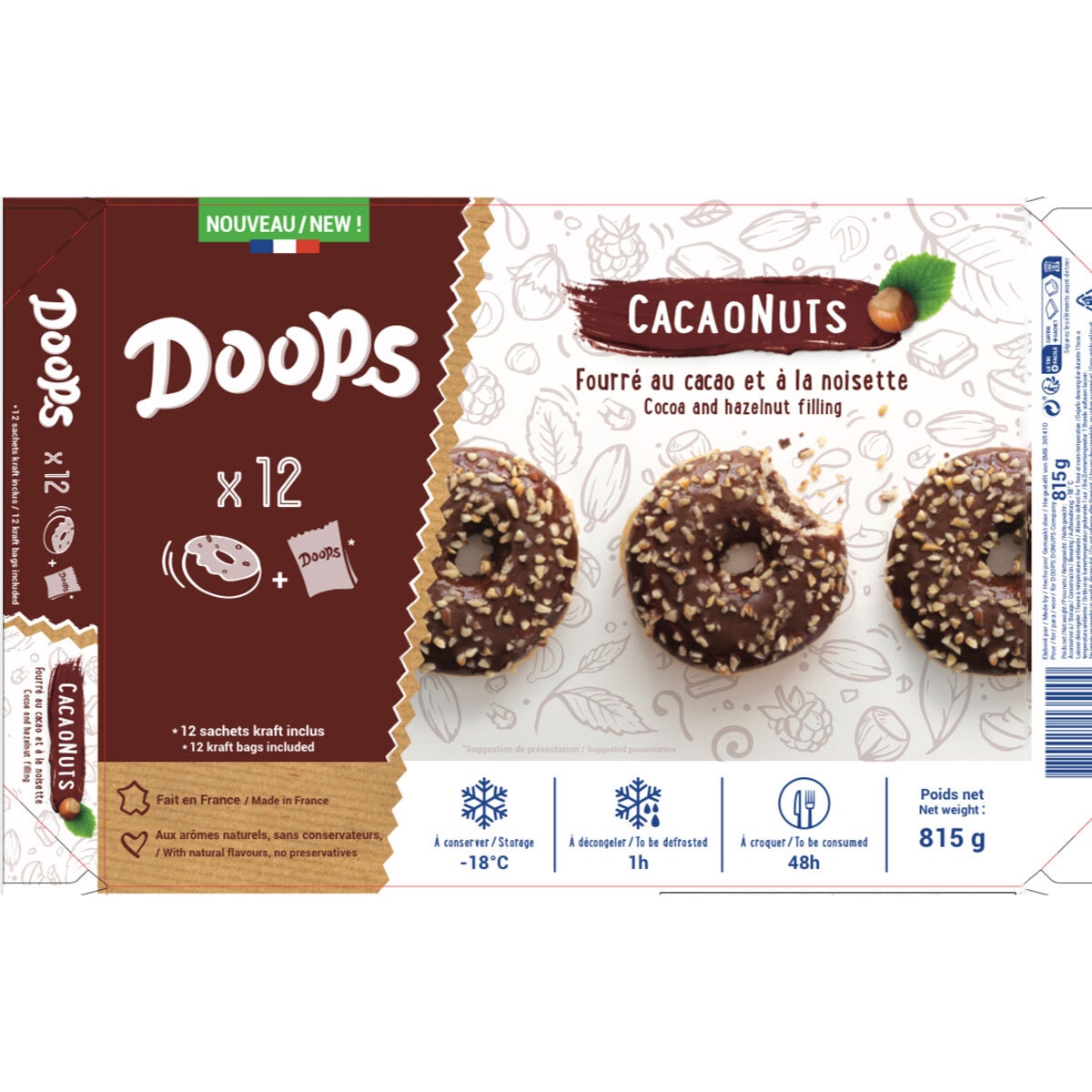 Doops Hazelnut & Chocolate Filled Doughnuts, 12 Pack