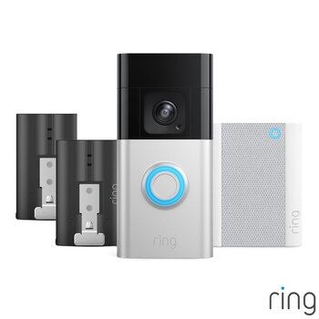 Ring Battery Video Doorbell Pro with Chime (2nd Gen) & 2x Quick Release Battery Packs