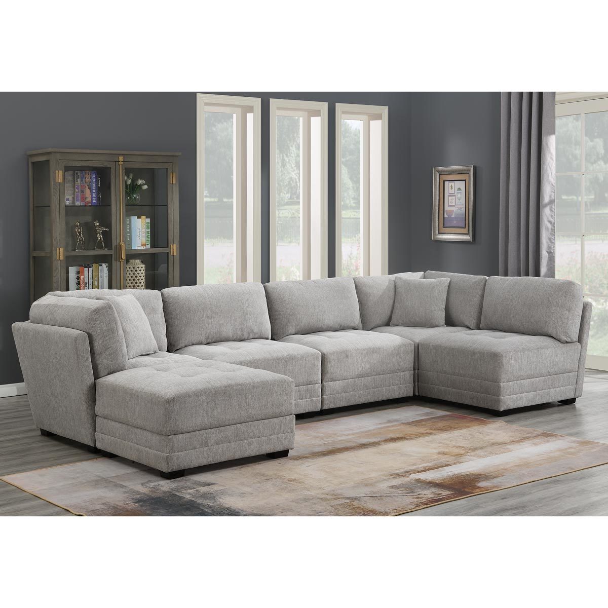 Mstar International Norris 6 Piece Modular Fabric Sectional Sofa with