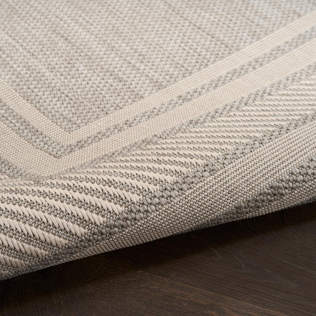 Nourison Horizon Border Indoor / Outdoor Rug in 2 Sizes, Grey