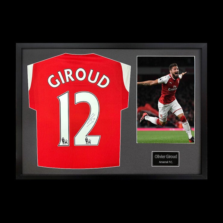 Olivier Giroud Signed Framed Arsenal Football Shirt including 1 Photo in 2 Options: White or Black