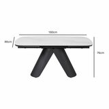 Indus Valley Capri Ceramic Extending Dining Table + 6 Taupe Chairs, Seats 6-8