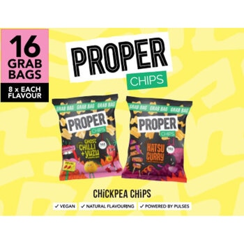 Proper Chips Chickpea Chips Katsu Curry & Ghost Chilli & Yuzu, 16 x 30g