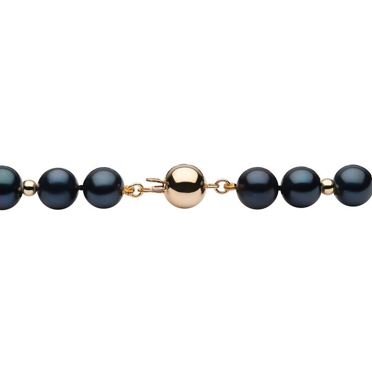 Black Pearl & Gold Bead Bracelet, 18ct Yellow Gold Clasp Black Pearl & Gold Bead Bracelet, 18ct Yellow Gold Clasp