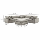 Aiden & Ivy Sereen Beige Fabric 6 Piece Modular Sofa