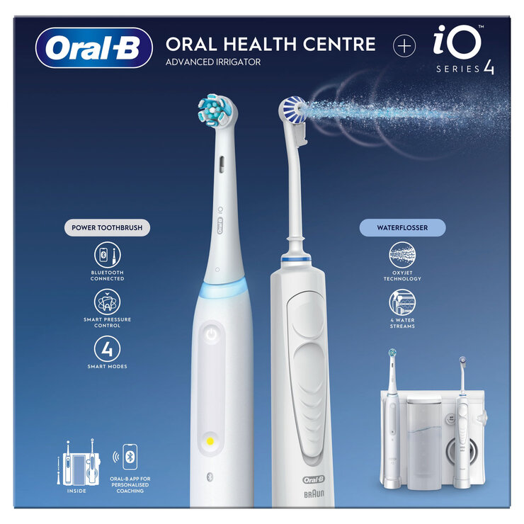 Oral B iO4 Series Health Centre Advanced Oxyjet Irrigator + Rechargeable Toothbrush