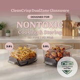 Lifestyle image of clean crisp dualzone glassware designed for nontoxic cooking and storing Lifestyle image of clean crisp dualzone glassware designed for nontoxic cooking and storing