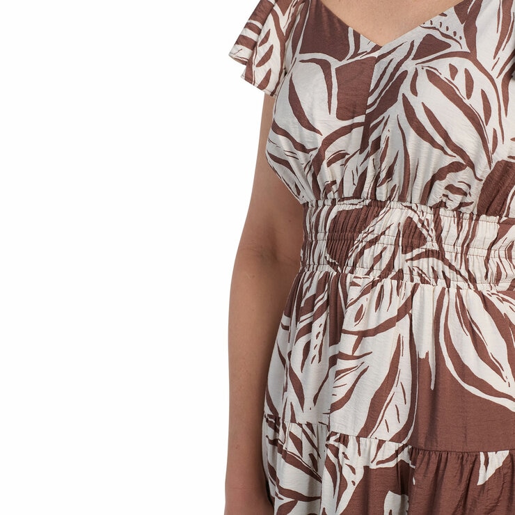 Dalia Ladies Tiered Maxi Dress in Brown