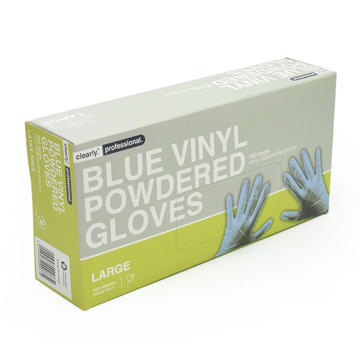 BLUE VINYL POWDERED GLOVES 100 PACK BLUE VINYL POWDERED GLOVES 100 PACK