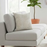 Malini Rada Ivory Velvet Feather Fill Cushion, 56 x 56 cm