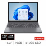 Lenovo IdeaPad Slim 3, AMD Ryzen 5, 16GB RAM, 512GB SSD, 15.3 Inch Laptop, 83K7009RUK