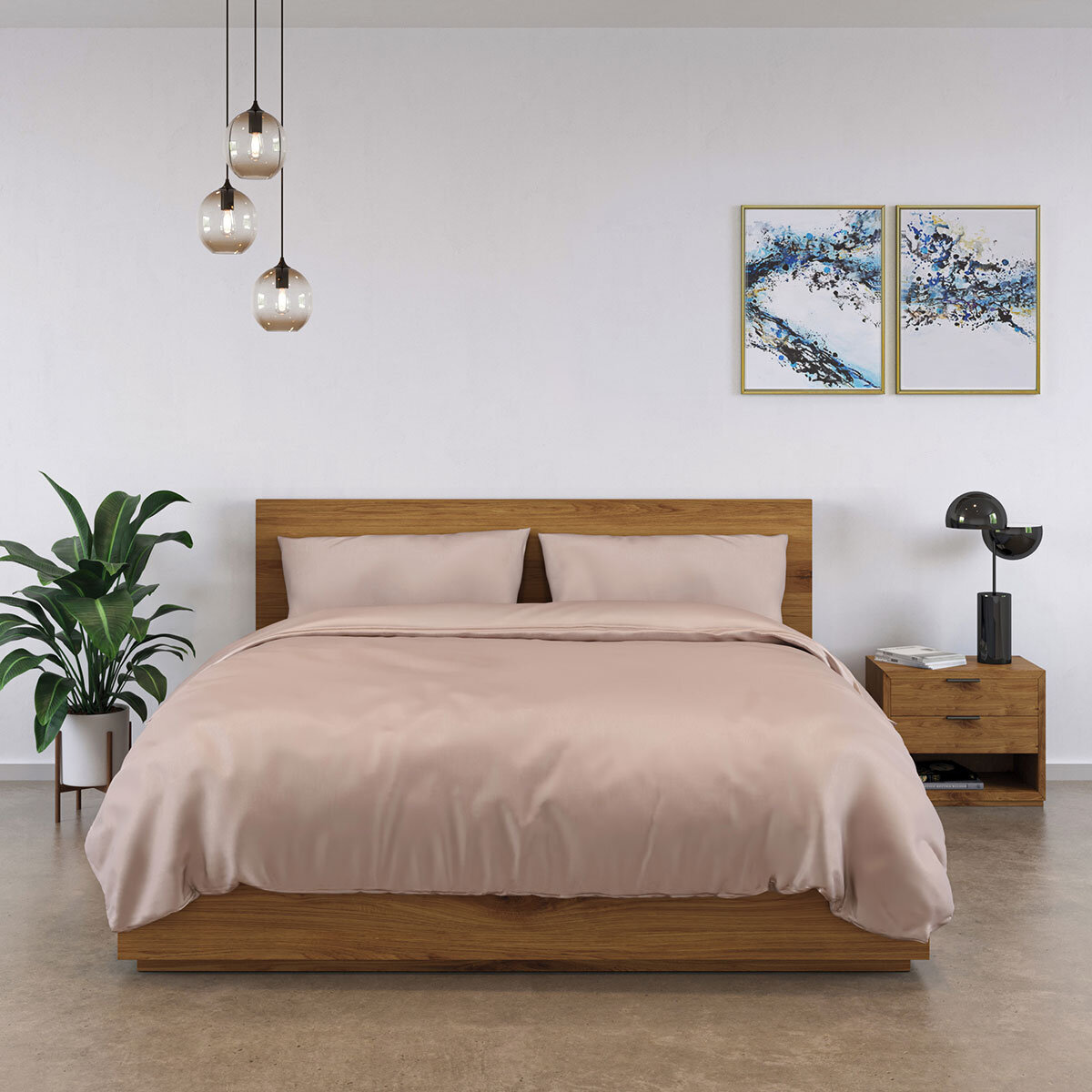 Panda 100% Bamboo Duvet Cover and Pillow Case Set in Pink, King