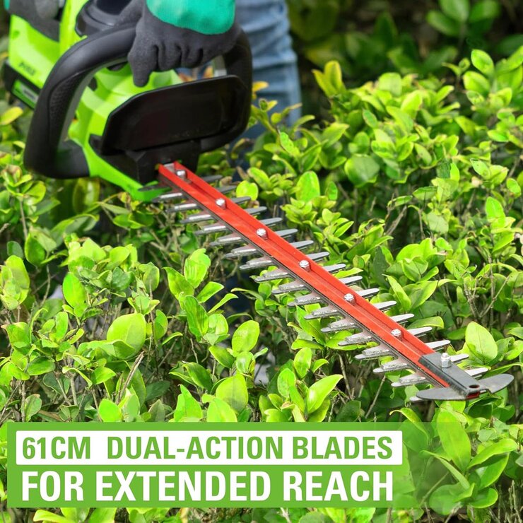 Greenworks 24V 61cm Cordless Brushless Hedge Trimmer + 24V (2Ah) Battery & Charger