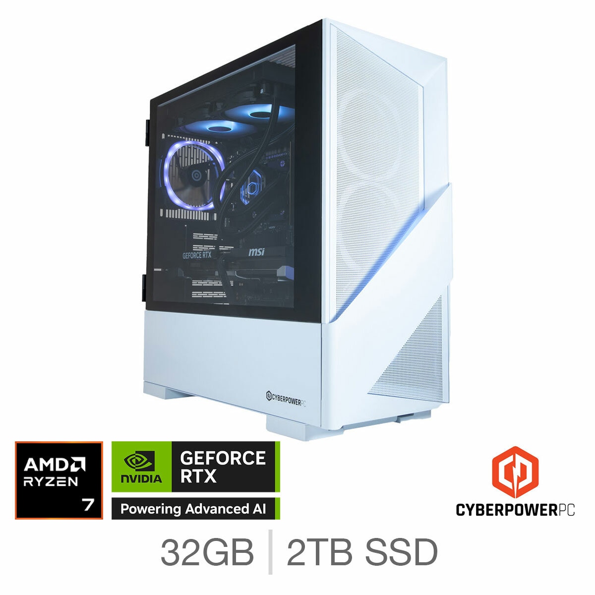 CyberPower, AMD Ryzen 7 9800X3D, 32GB RAM, 2TB SSD, NVIDIA GeForce RTX 5070 Ti, Gaming Desktop PC