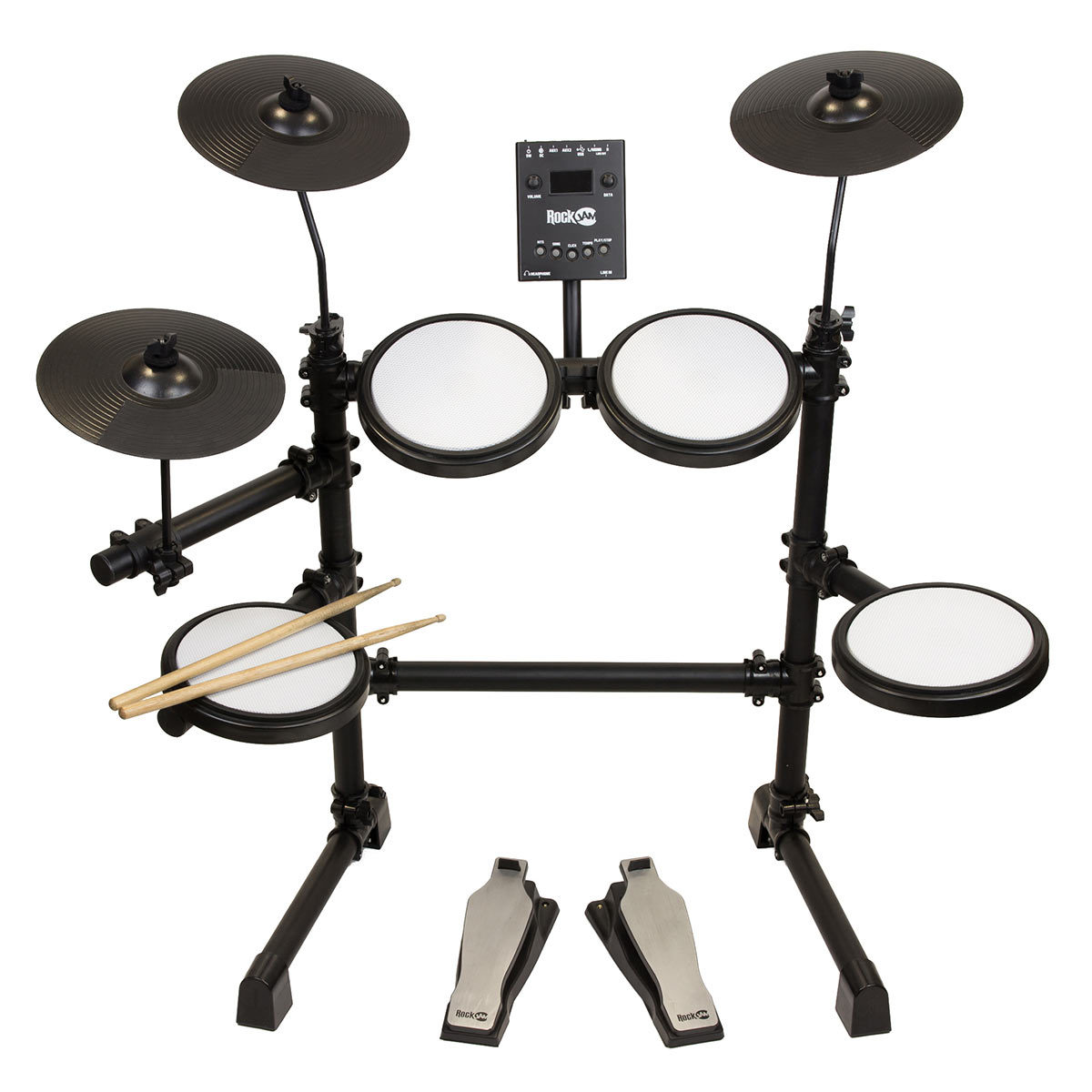 RockJam Eight-Piece Electric Drum Set with Adjustable Mesh Heads DDMESH1000 USB & Midi connectivity Electronic Renewed 30 Kits 