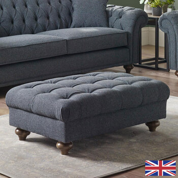 Bordeaux Fabric Footstool, Blue