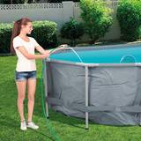 Bestway 18 x 9 ft Steel Oval Frame Pool with Sand Filter Pump, Solar Powered Pool Pad and Cover