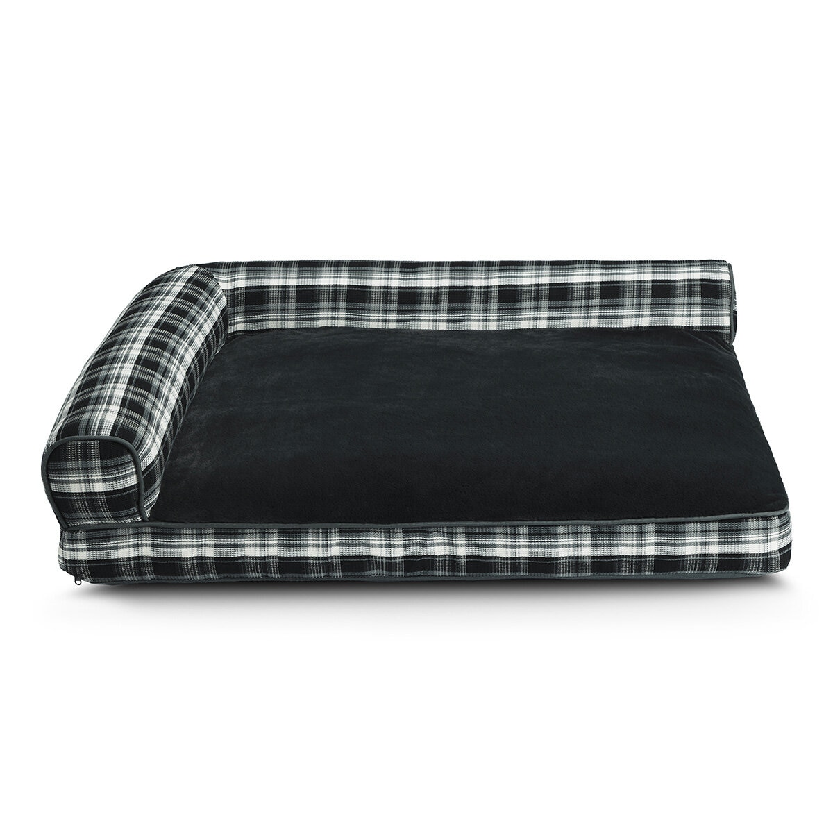 Pet Bed in Black Plaid