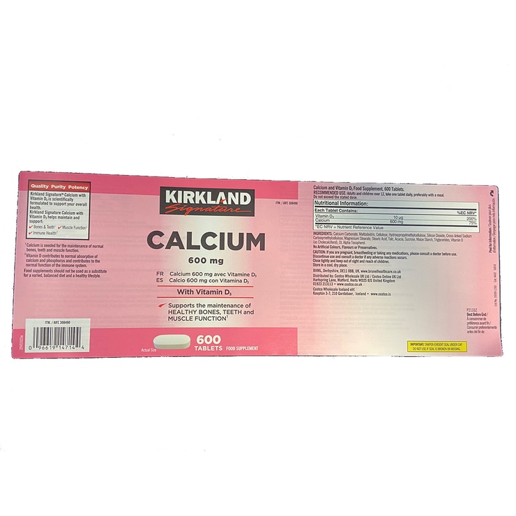 Kirkland Signature Calcium & Vitamin D3, 600ct Costco UK