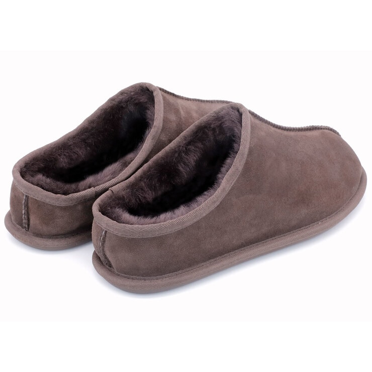 Kirkland Signature Men's Clog Shearling Slippers in Chocolate, Size 8