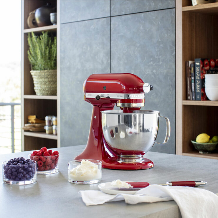 Lifestyle image of KitchenAid Mixer 4.8L Artisan Empire Red Stand Mixer in the kitchen