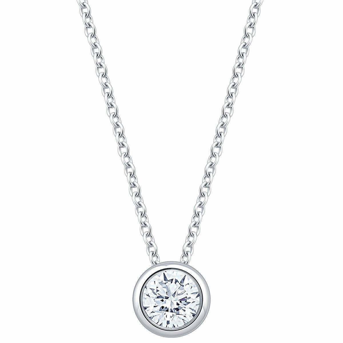 0.30ctw Round Brilliant Cut Diamond Solitaire Pendant, 14ct White Gold 0.30ctw Round Brilliant Cut Diamond Solitaire Pendant, 14ct White Gold