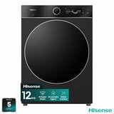 Hisense KitchenFit 7i Series WF7I1248BBR, 12kg Washing Machine, A Rated in Black