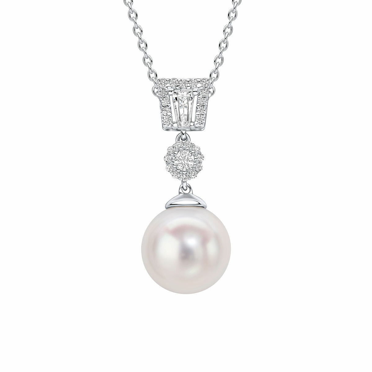 Diamonfire Zirconia and Shell Pearl Drop Pendant