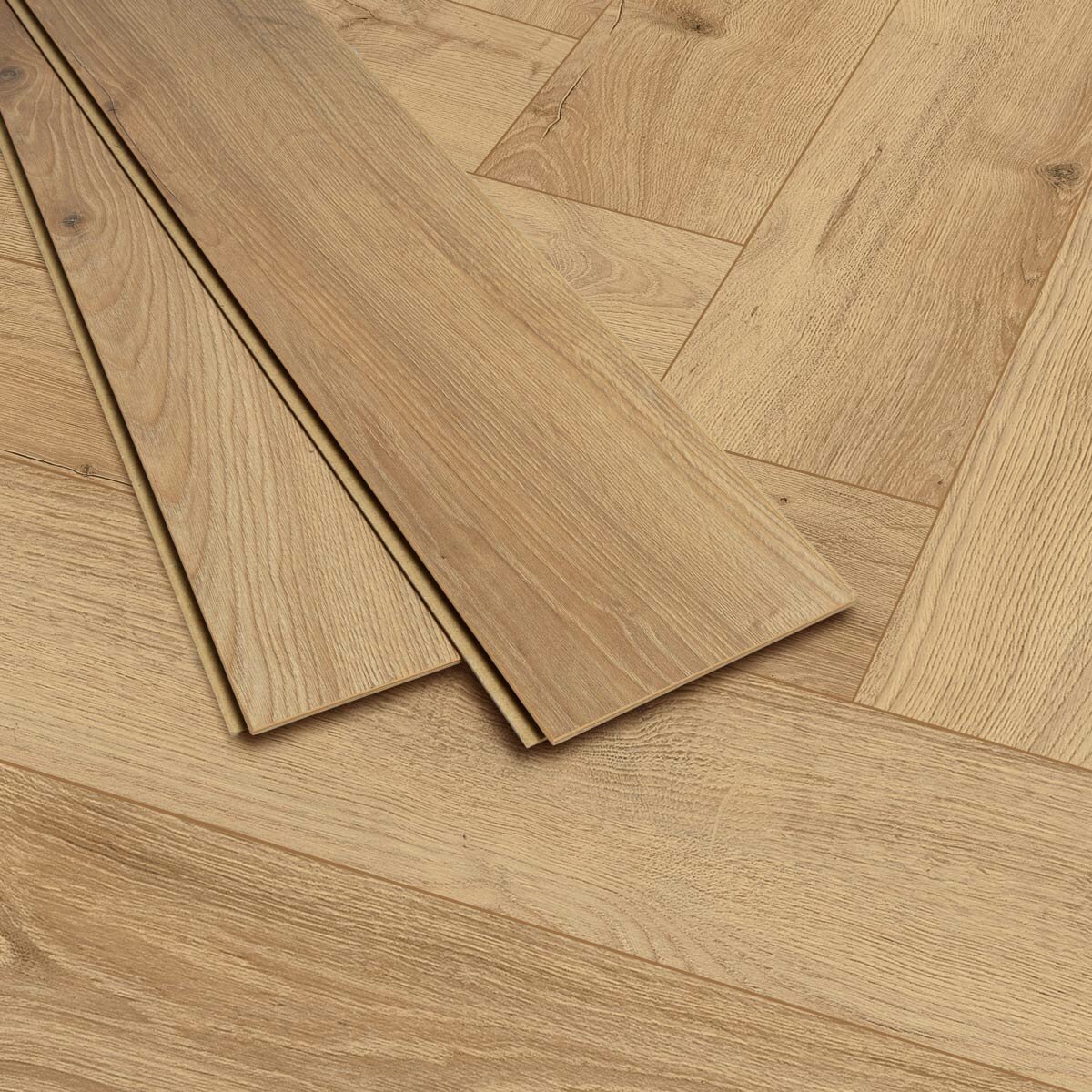 Golden Select Amboise (Oak) Splash Shield AC5 Laminate Herringbone Flooring - 1.179² Per Pack Golden Select Amboise (Oak) Splash Shield AC5 Laminate Herringbone Flooring - 1.179² Per Pack