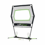 Studio image of the Shuttle Shot with two paddles and four shuttlecocks