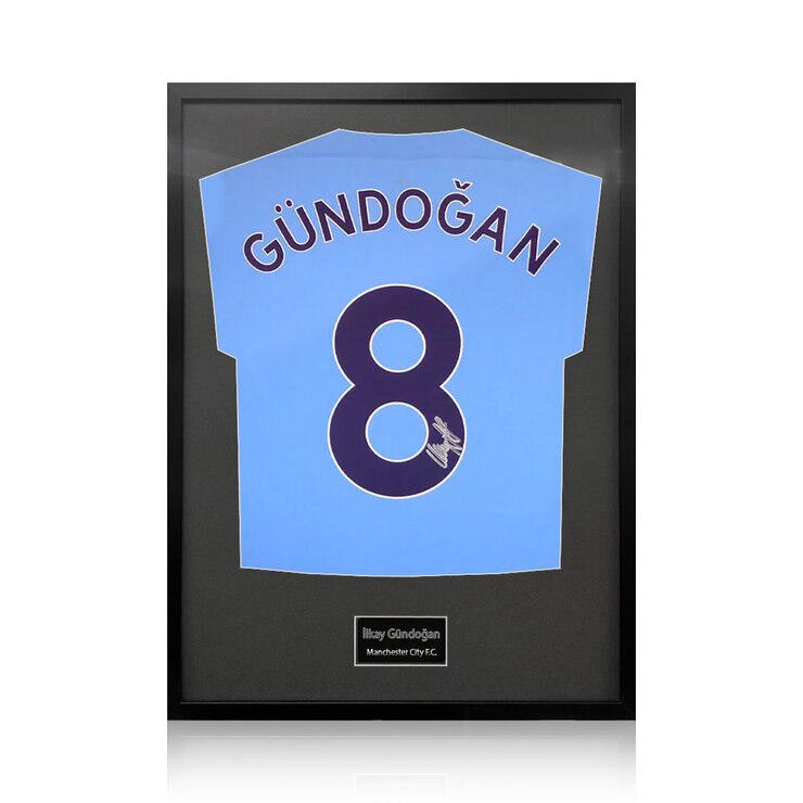 İlkay Gündoğan Signed Framed Manchester City Football Shirt with White Mount