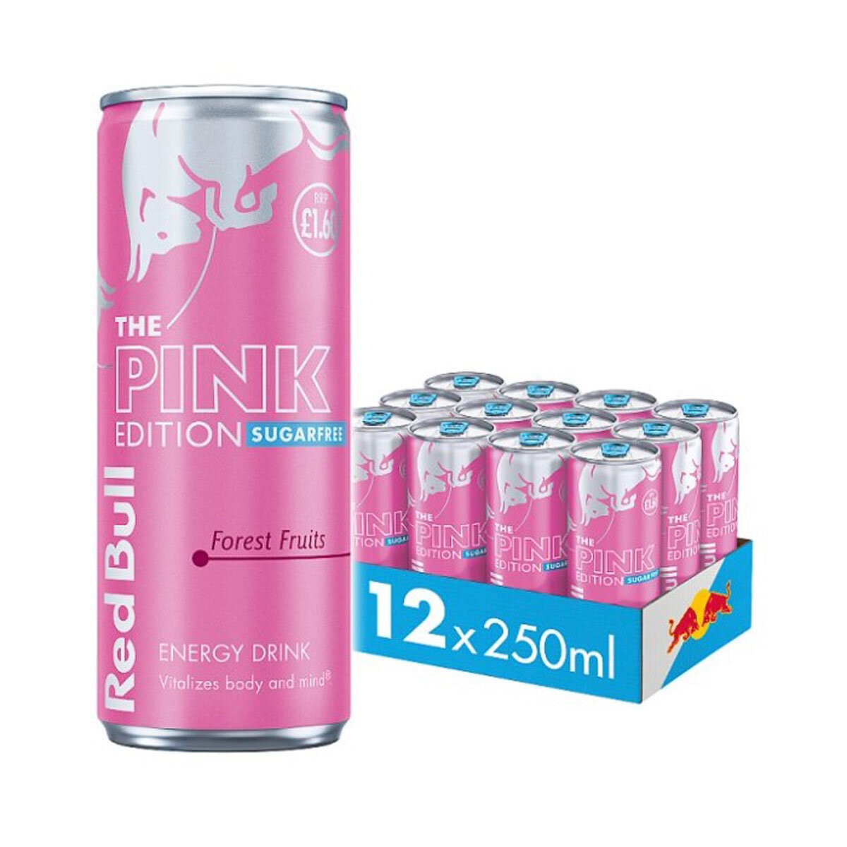 Red Bull Pink Sugar Free PMP £1.60, 12 x 250ml