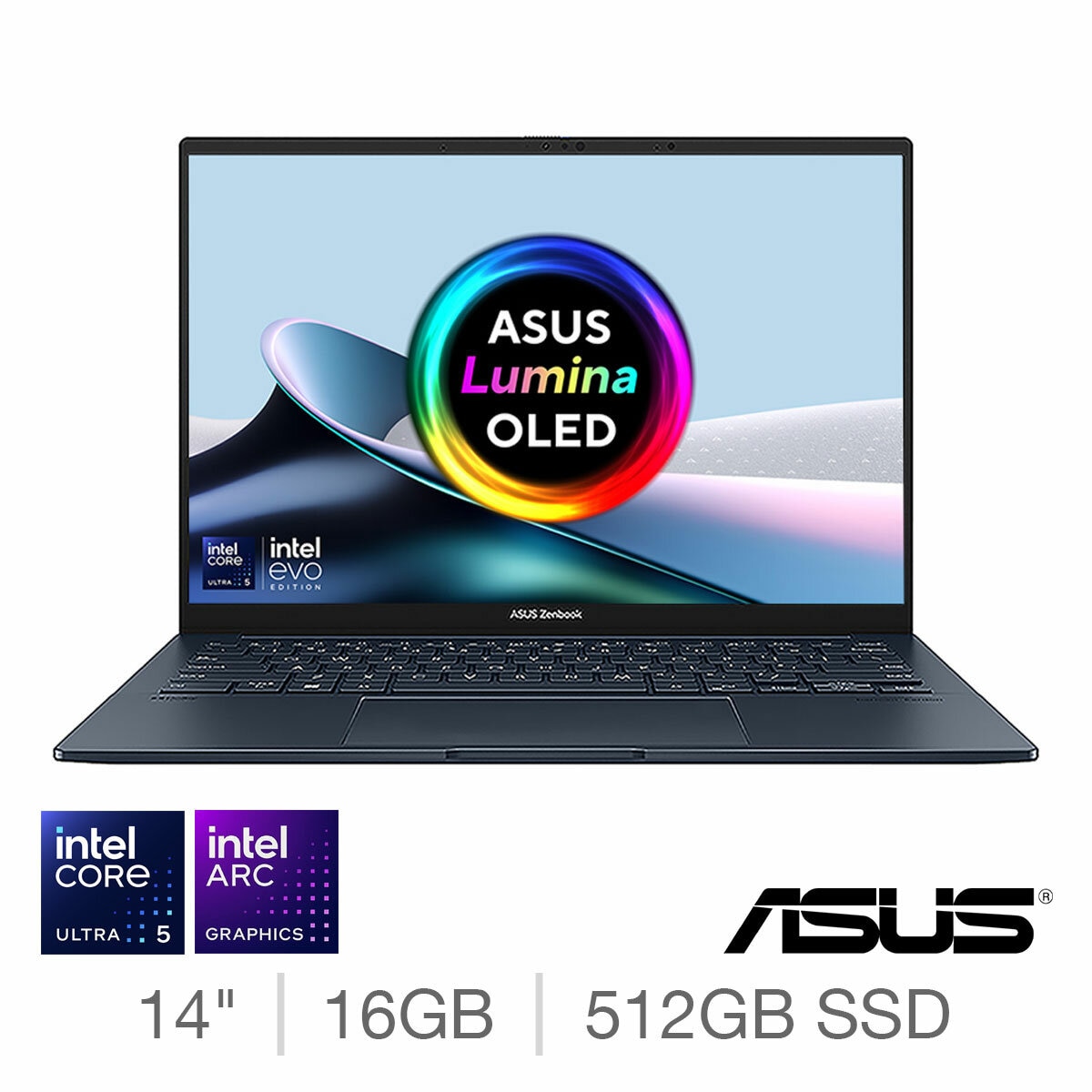 ASUS Zenbook, Intel Core Ultra 5, 16GB RAM, 512GB SSD, 14 Inch OLED Laptop, UX3405CA-QL241W