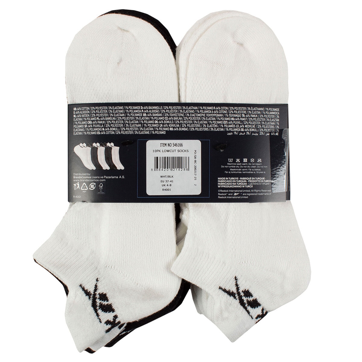 Reebok Ladies Low Cut Sock 10 Pack in Black/White Reebok Ladies Low Cut Sock 10 Pack in Black/White