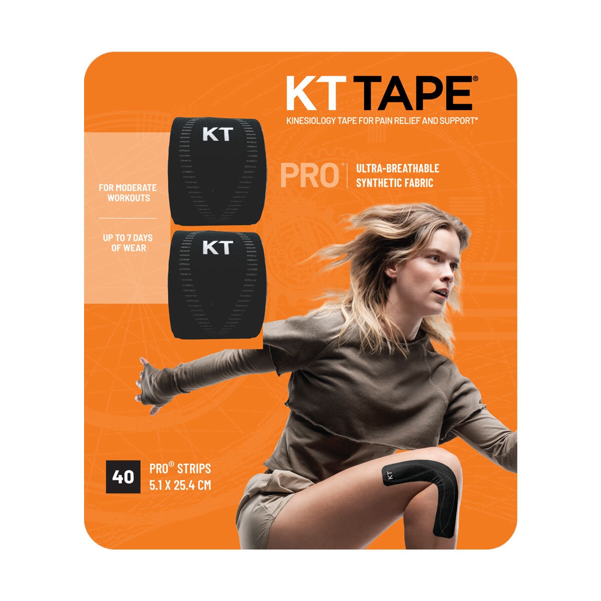KT Elastic  Sports Tape, Black, 2 Pack