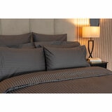 Belledorm 540 Thread Count Satin Stripe Charcoal Duvet Cover Set in 3 Sizes