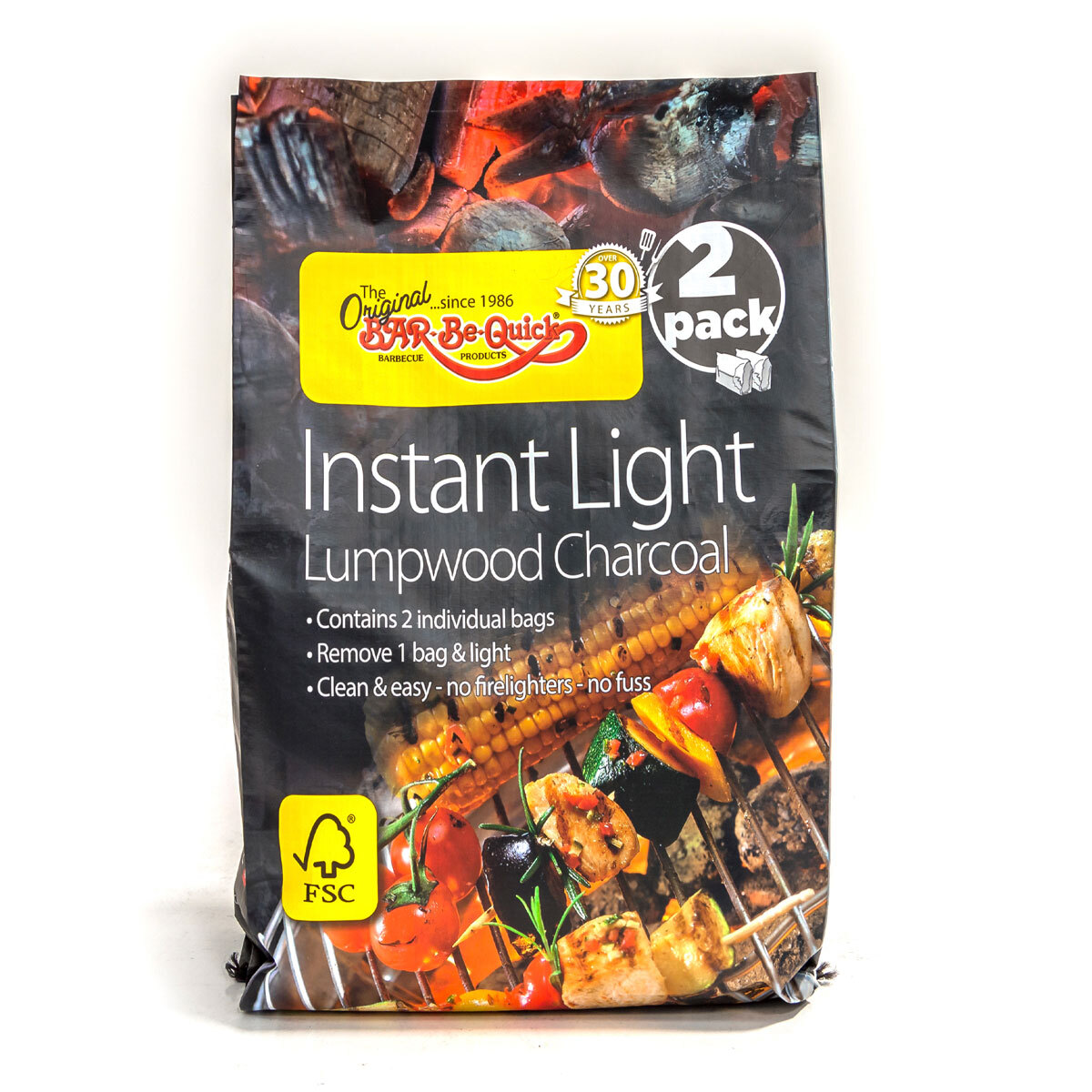 Perfect for Picnic BBQs Simply light 16 X Bar-Be-Quick Instant Light Grab & Grill Bags- Lumpwood Charcoal- 500g each bag and cook! Kettle BBQs Firepits and much more