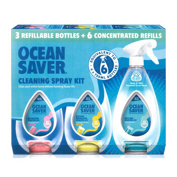 Oceansaver Cleaning Spray Kit, 3 Bottles & 6 Concentrated Refills