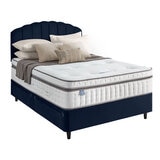 Silentnight Velvet 4 Drawer Divan Base with Merlin Headboard in Maritime in 3 Sizes