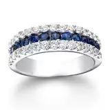 Blue Sapphire and 0.73 Diamond Ring, 14k White Gold