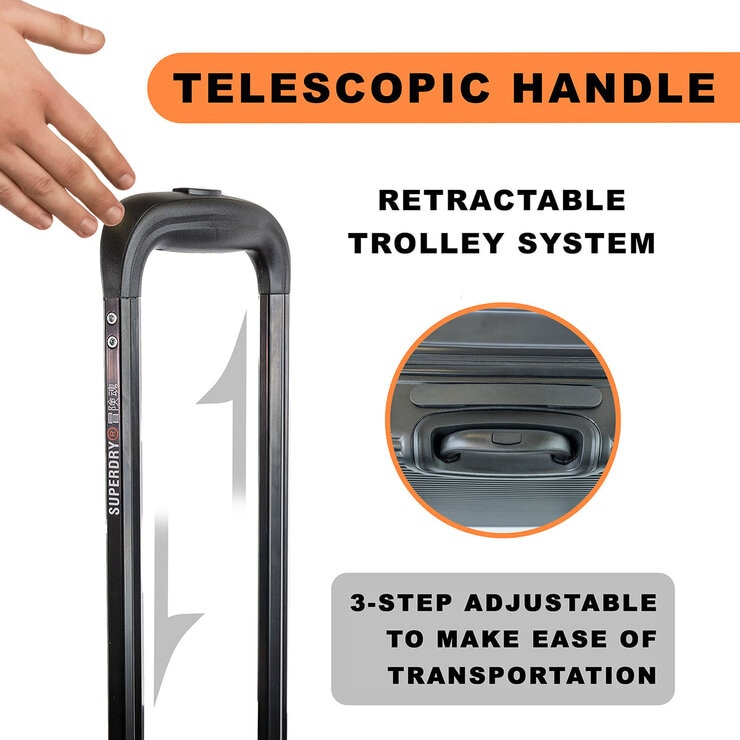 Superdry 3 Piece Hardside Luggage Set in Black